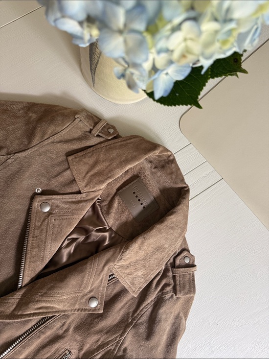 Blank NYC Jackets & Blazers - Blank NYC Taupe Suede Moto-Style Jacket